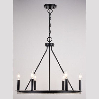 24.75-in. 6 Light Chandelier Matte Black and Weathered Gray