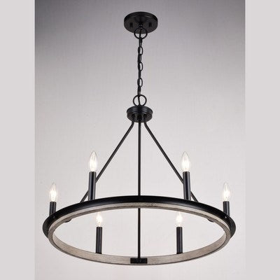 24.75-in. 6 Light Chandelier Matte Black and Weathered Gray