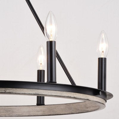 24.75-in. 6 Light Chandelier Matte Black and Weathered Gray