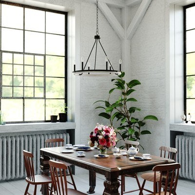 24.75-in. 6 Light Chandelier Matte Black and Weathered Gray