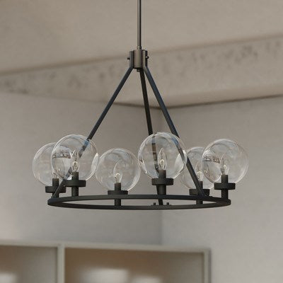28-in. 6 Light Chandelier Matte Black