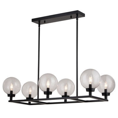 35-in. 6 Light Linear Chandelier Matte Black by Vaxcel International