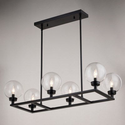 35-in. 6 Light Linear Chandelier Matte Black