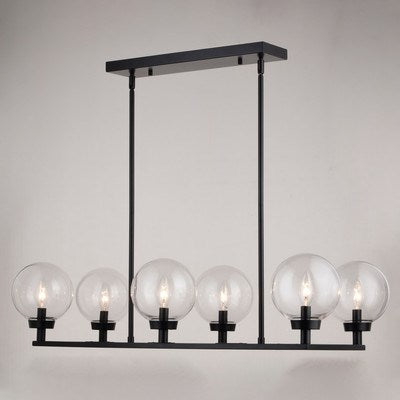 35-in. 6 Light Linear Chandelier Matte Black