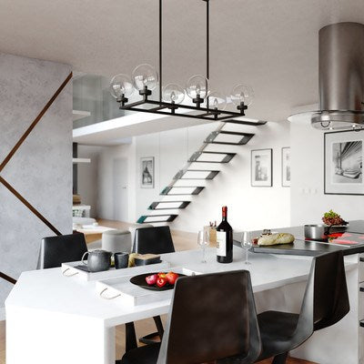 35-in. 6 Light Linear Chandelier Matte Black
