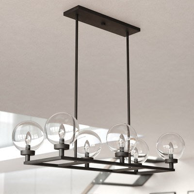 35-in. 6 Light Linear Chandelier Matte Black