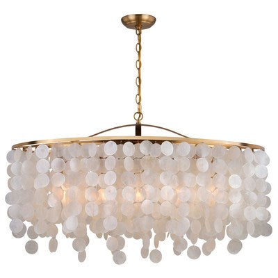 Capiz Shell 36-in. 5 Light Linear Chandelier Natural Brass by Vaxcel International