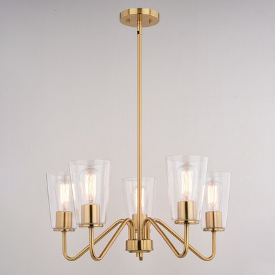 23-in. 5 Light Chandelier Muted Brass