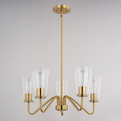 23-in. 5 Light Chandelier Muted Brass