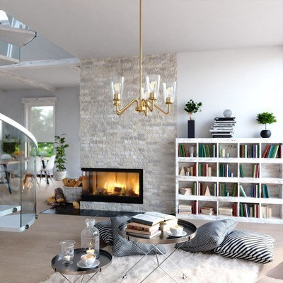 23-in. 5 Light Chandelier Muted Brass