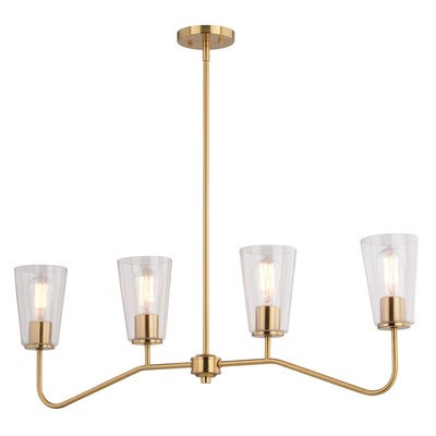 36-in. 4 Light Linear Chandelier Muted Brass by Vaxcel International