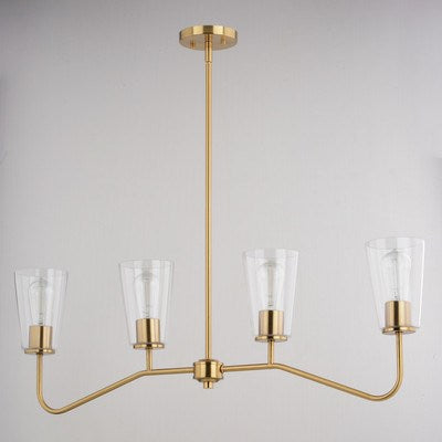 36-in. 4 Light Linear Chandelier Muted Brass