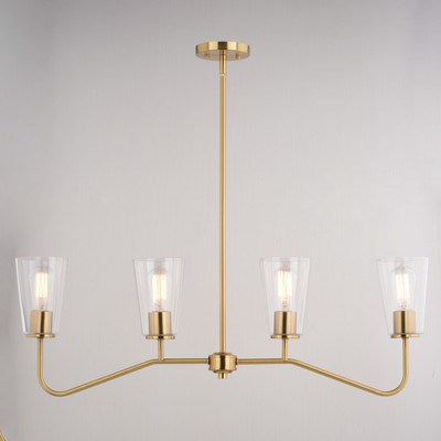 36-in. 4 Light Linear Chandelier Muted Brass