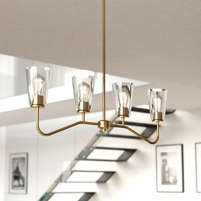 36-in. 4 Light Linear Chandelier Muted Brass