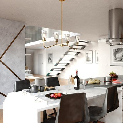 36-in. 4 Light Linear Chandelier Muted Brass