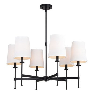 30-in. 6 Light Chandelier Matte Black by Vaxcel International