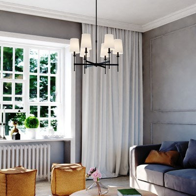 30-in. 6 Light Chandelier Matte Black