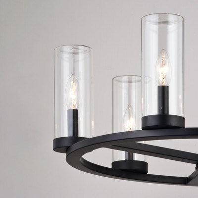 26-in. 6 Light Indoor-Outdoor Chandelier Matte Black
