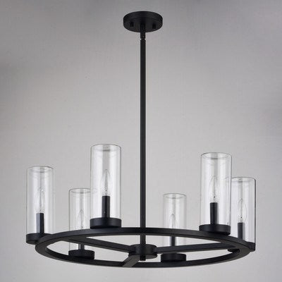 26-in. 6 Light Indoor-Outdoor Chandelier Matte Black