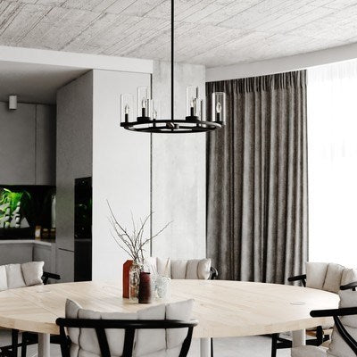 26-in. 6 Light Indoor-Outdoor Chandelier Matte Black
