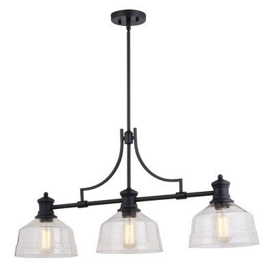 36.5-in 3 Light Linear Chandelier Matte Black by Vaxcel International