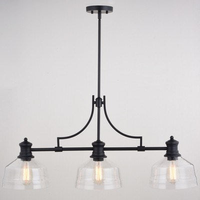 36.5-in 3 Light Linear Chandelier Matte Black