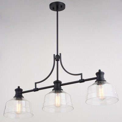 36.5-in 3 Light Linear Chandelier Matte Black