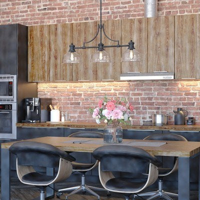 36.5-in 3 Light Linear Chandelier Matte Black