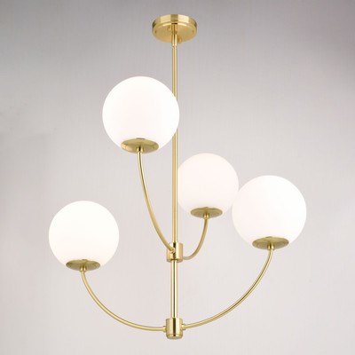 26-in 4 Light Chandelier Natural Brass