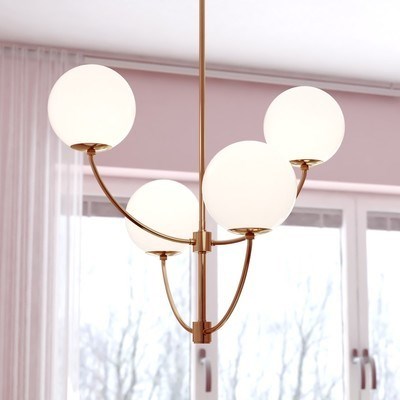 26-in 4 Light Chandelier Natural Brass