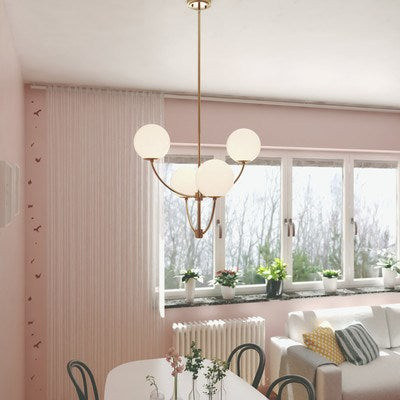 26-in 4 Light Chandelier Natural Brass