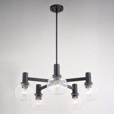 27-in. 5 Light Chandelier Matte Black