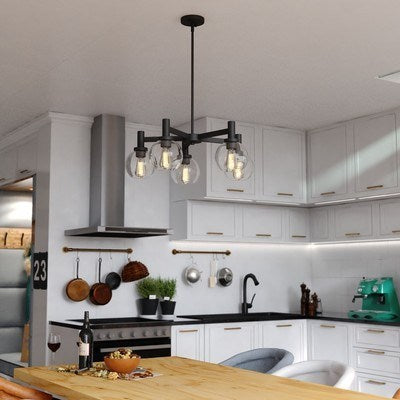 27-in. 5 Light Chandelier Matte Black