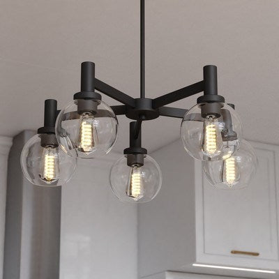 27-in. 5 Light Chandelier Matte Black