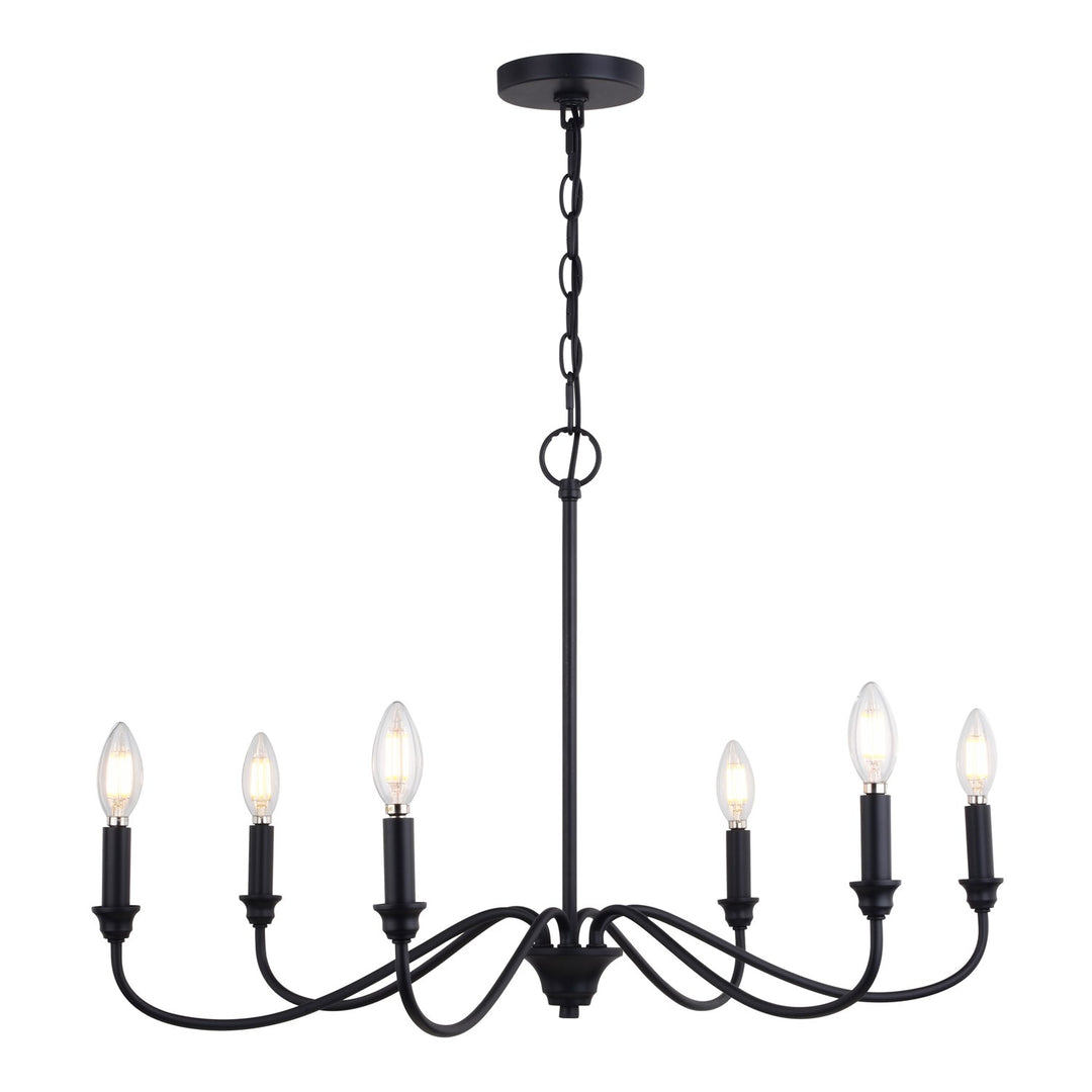 30-in. 6 Light Chandelier Matte Black by Vaxcel International