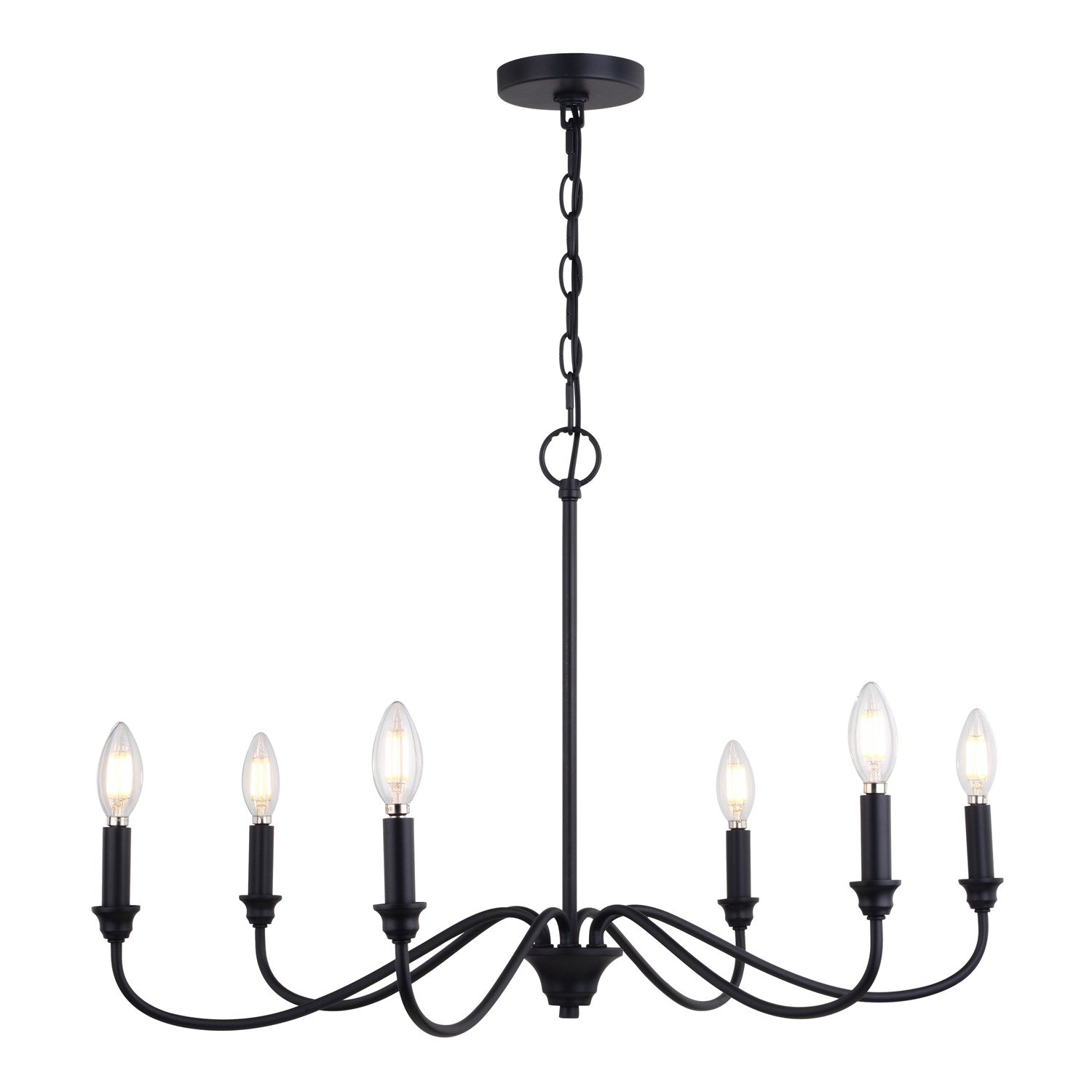30-in. 6 Light Chandelier Matte Black by Vaxcel International