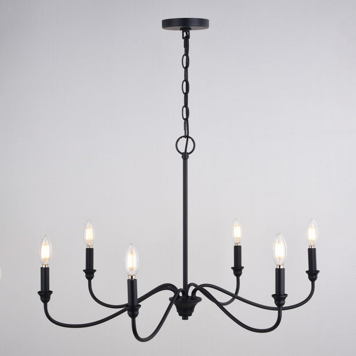 30-in. 6 Light Chandelier Matte Black