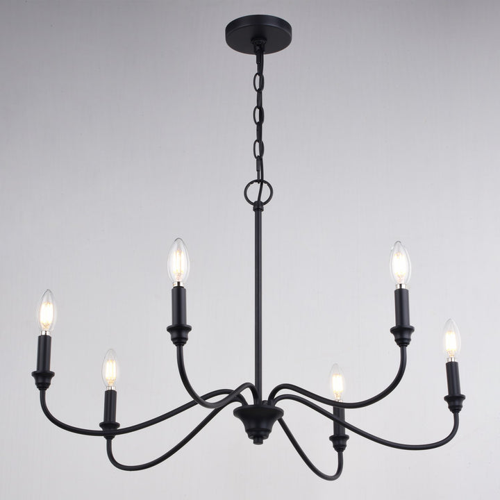30-in. 6 Light Chandelier Matte Black