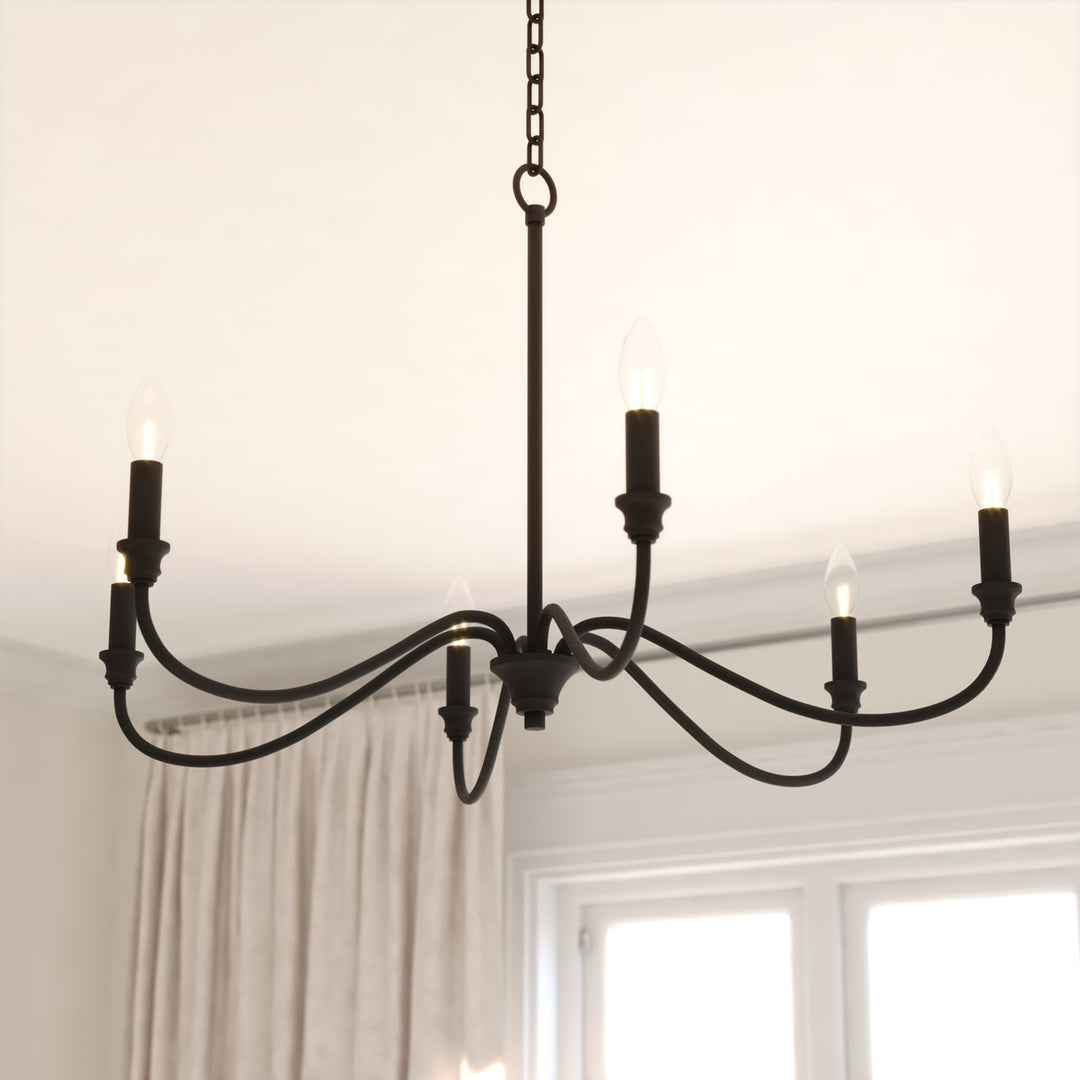 30-in. 6 Light Chandelier Matte Black