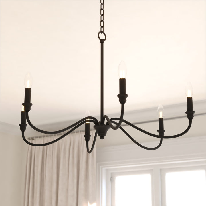 30-in. 6 Light Chandelier Matte Black
