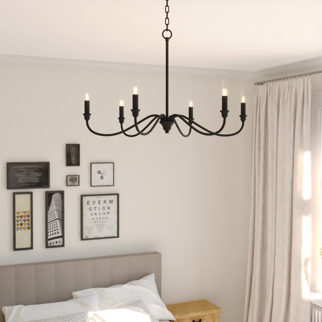 30-in. 6 Light Chandelier Matte Black
