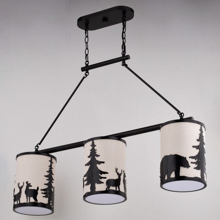 38-in. W 3 Light Linear Chandelier Bronze