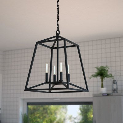 16 in. 4 Light Pendant Black