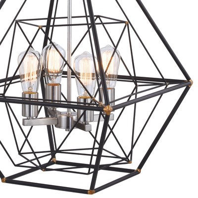 24 in. 4 Light Pendant Oil Rubbed Bronze with Satin Nickel