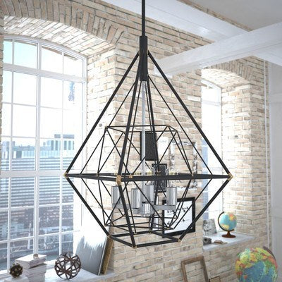 24 in. 4 Light Pendant Oil Rubbed Bronze with Satin Nickel