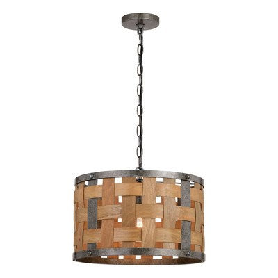 15.75-in. 1 Light Pendant Vintage Steel and Distressed Wood by Vaxcel International