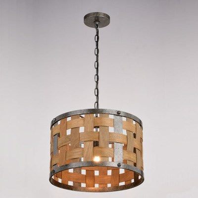 15.75-in. 1 Light Pendant Vintage Steel and Distressed Wood