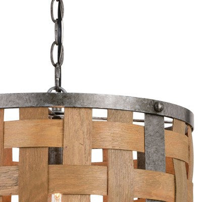 15.75-in. 1 Light Pendant Vintage Steel and Distressed Wood