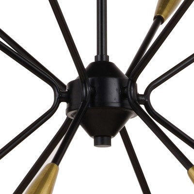 25.25-in. 12 Light Pendant Matte Black and Satin Brass
