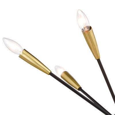 25.25-in. 12 Light Pendant Matte Black and Satin Brass